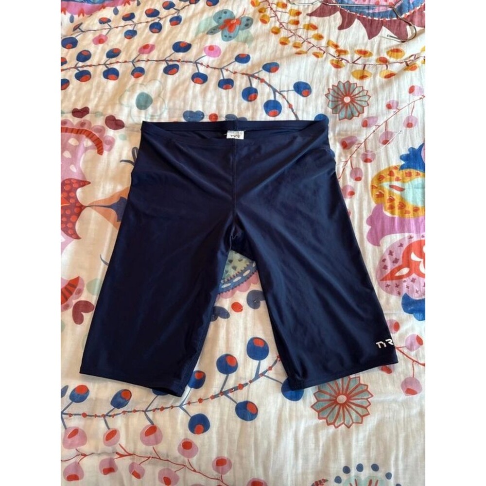 TYR Navy Blue Jammer Swimsuit Trunks Men's 36